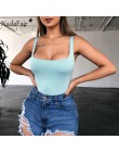 Nadafair Sexy body z odsłoniętymi ramionami kobiety lato kwadratowy kołnierzyk Neon body topy Bodycon pajacyki ogólnie dla kobie