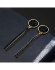 Koreański komunikat czarne akrylowe kolczyki Drop dla kobiet 2020 biżuteria Vintage geometryczne złote asymetryczne kolczyki