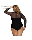 Comeonlover body wiązane kwiatowe przepuszczalne seksowne pajacyki damskie plus rozmiar body na ramiączkach z długimi rękawami s