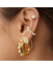 Czeski imitacje pereł Ear Cuff dla kobiet dziewczyna Trendy okrągłe małe klipsy bez przekłuwania uszu złoty Metal biżuteria ślub