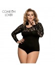 Comeonlover body wiązane kwiatowe przepuszczalne seksowne pajacyki damskie plus rozmiar body na ramiączkach z długimi rękawami s