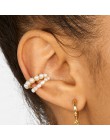 Czeski imitacje pereł Ear Cuff dla kobiet dziewczyna Trendy okrągłe małe klipsy bez przekłuwania uszu złoty Metal biżuteria ślub