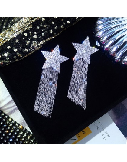 2019 New Arrival stop cynkowy Trendy kobiety Dangle kolczyki Star-studded kolczyki z frędzlami długi styl damska biżuteria