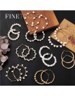 Prosty zwykły złoty kolor Metal Pearl Hoop kolczyki moda duże koło obręcze kreatywne kolczyki dla kobiet Party biżuteria