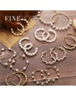 Prosty zwykły złoty kolor Metal Pearl Hoop kolczyki moda duże koło obręcze kreatywne kolczyki dla kobiet Party biżuteria