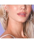 Prosty zwykły złoty kolor Metal Pearl Hoop kolczyki moda duże koło obręcze kreatywne kolczyki dla kobiet Party biżuteria