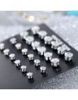 12 par/paczka AAA CZ błyszczące ślubne stadniny zestaw kolczyków dla kobiet mężczyzn biżuteria Crystal akcesoria Earing Oorbelle