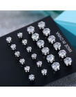 12 par/paczka AAA CZ błyszczące ślubne stadniny zestaw kolczyków dla kobiet mężczyzn biżuteria Crystal akcesoria Earing Oorbelle
