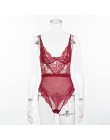 Kryptograficzna siatka przezroczysta koronka Body Sexy V-Neck kombinezony dla kobiet 2020 miś Catsuits moda Body Mujer odzież kl
