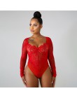 Kryptograficzne seksowne koronkowe prześwitujące z haftem kobiece body modna, patchworka z długim rękawem Teddy 2019 nowe ubrani