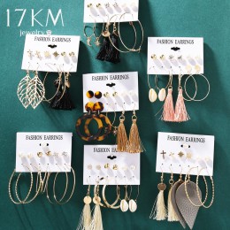 17KM Vintage Moon perła kolczyk na wtyk zestaw kolczyków dla kobiet boho z frędzlami geometryczne serce Twist kolczyk 2019 nowy 
