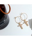 Po prostu FEEL nowe małe kolczyki Hoop dla kobiet dziewczyna złota chrząstka Hoop kolczyki biżuteria krzyż serce gwiazda trójkąt