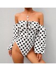 Rapcopter seksowna, w kropki Skinny kobiece Body moda jedno ramię kobiet luźny rękaw Body kombinezony Woden Casual popularne Bod