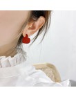 AENSOA 2019 Vintage kobiety kształt serca śliczne spadek kolczyki nowa moda czerwony kolor Love Heart komunikat małe kolczyki dl
