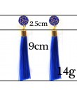 Moda europejska czeski Tassel kryształ długie kolczyki biały czerwony jedwabny materiał spadek kolczyki z wiszącymi frędzlami dl