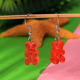 1 para kreatywny śliczne Mini Gummy niedźwiedź kolczyki minimalizm Cartoon Design kobiece kolczyki wiszące biżuteria prezent