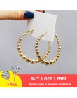 Prosty zwykły złoty kolor Metal Pearl Hoop kolczyki moda duże koło obręcze kreatywne kolczyki dla kobiet Party biżuteria