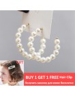 Prosty zwykły złoty kolor Metal Pearl Hoop kolczyki moda duże koło obręcze kreatywne kolczyki dla kobiet Party biżuteria