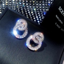 925 srebro kolor okrągły śliczne Bling cyrkon kolczyki z kamykami dla kobiet moda biżuteria 2019 nowe koreańskie kolczyki