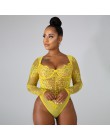 Kryptograficzne seksowne koronkowe prześwitujące z haftem kobiece body modna, patchworka z długim rękawem Teddy 2019 nowe ubrani