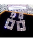 RscvonM luksusowe lśniące kryształowe kolczyki złoty kolor srebrny kwadratowy Rhinestone Dangle kolczyki dla kobiet biżuteria we