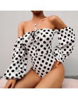 Rapcopter seksowna, w kropki Skinny kobiece Body moda jedno ramię kobiet luźny rękaw Body kombinezony Woden Casual popularne Bod