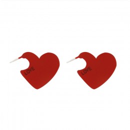 AENSOA 2019 Vintage kobiety kształt serca śliczne spadek kolczyki nowa moda czerwony kolor Love Heart komunikat małe kolczyki dl