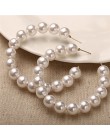 Prosty zwykły złoty kolor Metal Pearl Hoop kolczyki moda duże koło obręcze kreatywne kolczyki dla kobiet Party biżuteria
