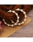 Prosty zwykły złoty kolor Metal Pearl Hoop kolczyki moda duże koło obręcze kreatywne kolczyki dla kobiet Party biżuteria