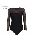 Comeonlover body wiązane kwiatowe przepuszczalne seksowne pajacyki damskie plus rozmiar body na ramiączkach z długimi rękawami s