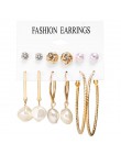 Prosty zwykły złoty kolor Metal Pearl Hoop kolczyki moda duże koło obręcze kreatywne kolczyki dla kobiet Party biżuteria
