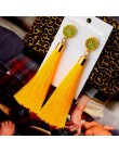 Moda europejska czeski Tassel kryształ długie kolczyki biały czerwony jedwabny materiał spadek kolczyki z wiszącymi frędzlami dl