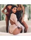 Ellolace Sexy koronkowe Body z długim rękawem kobiety kombinezon bez pleców Mesh przepuszczalność pajacyki miś głębokie dekolt w