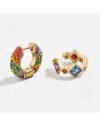 Kobiety CZ Rainbow kolczyki cyrkonia Ear Cuff zestaw dla kobiet Trendy Gold Huggie nausznice Earcuff Crystal Jewelry