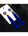 Moda europejska czeski Tassel kryształ długie kolczyki biały czerwony jedwabny materiał spadek kolczyki z wiszącymi frędzlami dl