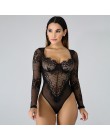 Kryptograficzne seksowne koronkowe prześwitujące z haftem kobiece body modna, patchworka z długim rękawem Teddy 2019 nowe ubrani
