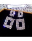 RscvonM luksusowe lśniące kryształowe kolczyki złoty kolor srebrny kwadratowy Rhinestone Dangle kolczyki dla kobiet biżuteria we