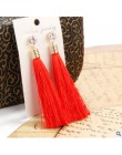 Moda europejska czeski Tassel kryształ długie kolczyki biały czerwony jedwabny materiał spadek kolczyki z wiszącymi frędzlami dl