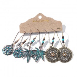 Wiele etniczne Boho wiszące kolczyki dla kobiet kobieta moda 2019 damskie zestawy kolczyków Ornament Charm biżuteria akcesoria