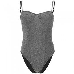 Rapwriter Spaghetti pasek Backless Slim Glitter Sexy body kobiety 2019 lato bez rękawów Bodycon Sheer otwórz krocza body