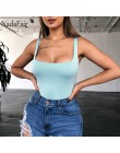 Nadafair Sexy body z odsłoniętymi ramionami kobiety lato kwadratowy kołnierzyk Neon body topy Bodycon pajacyki ogólnie dla kobie