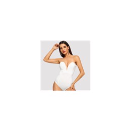 SHEIN Sexy Sweetheart gorset body bez rękawów Backless zwykły pajacyki z podszewką 2018 lato obcisłe body