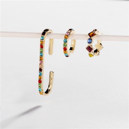 Kobiety CZ Rainbow kolczyki cyrkonia Ear Cuff zestaw dla kobiet Trendy Gold Huggie nausznice Earcuff Crystal Jewelry