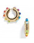 Kobiety CZ Rainbow kolczyki cyrkonia Ear Cuff zestaw dla kobiet Trendy Gold Huggie nausznice Earcuff Crystal Jewelry