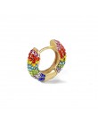 Kobiety CZ Rainbow kolczyki cyrkonia Ear Cuff zestaw dla kobiet Trendy Gold Huggie nausznice Earcuff Crystal Jewelry