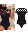 Damskie kombinezony body Playsuits Choker na szyję Bodycon klatkowe rękawy sexy clubwear czarne bluzki plus rozmiar 5xl ubrania