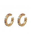 Kobiety CZ Rainbow kolczyki cyrkonia Ear Cuff zestaw dla kobiet Trendy Gold Huggie nausznice Earcuff Crystal Jewelry