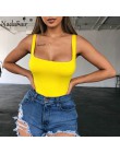 Nadafair Sexy body z odsłoniętymi ramionami kobiety lato kwadratowy kołnierzyk Neon body topy Bodycon pajacyki ogólnie dla kobie