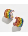 Kobiety CZ Rainbow kolczyki cyrkonia Ear Cuff zestaw dla kobiet Trendy Gold Huggie nausznice Earcuff Crystal Jewelry
