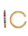 Kobiety CZ Rainbow kolczyki cyrkonia Ear Cuff zestaw dla kobiet Trendy Gold Huggie nausznice Earcuff Crystal Jewelry